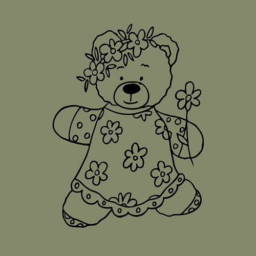 Мужской свитшот Мишка с ромашками - раскраска / Авокадо – фото 3