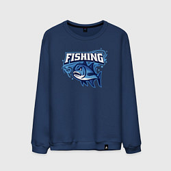 Свитшот хлопковый мужской Fishing style, цвет: тёмно-синий