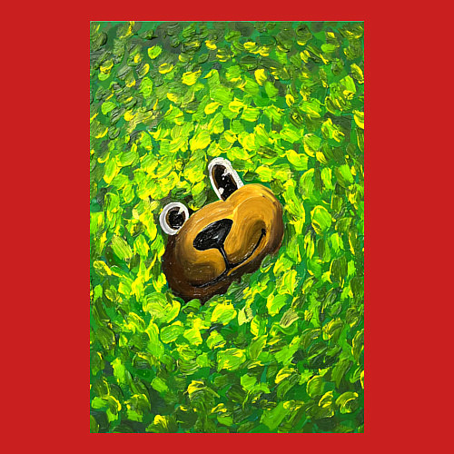 Мужской свитшот Мишка в яркой зелени / Красный – фото 3