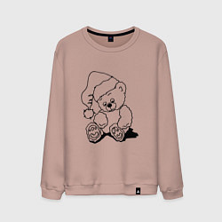 Мужской свитшот Мишка игрушечный в колпаке деда Мороза - раскраска