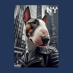 Свитшот хлопковый мужской Dude bull terrier in New York - ai art, цвет: тёмно-синий — фото 2