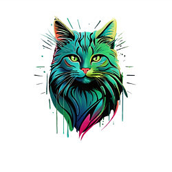 Свитшот хлопковый мужской Неоновое граффити с котом, цвет: белый — фото 2