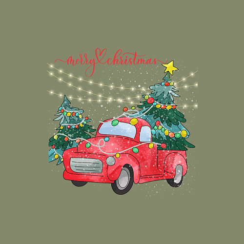 Мужской свитшот Красная машинка с елкой / Авокадо – фото 3