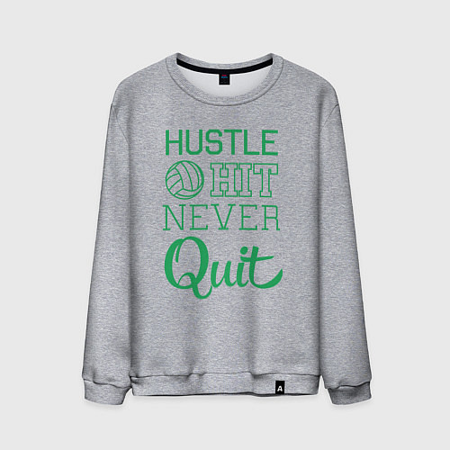 Мужской свитшот Hustle hit never quit / Меланж – фото 1