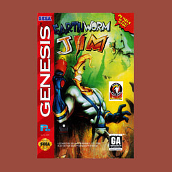 Свитшот хлопковый мужской Earth worm jim cover, цвет: кирпичный — фото 2