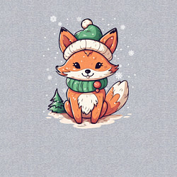 Свитшот хлопковый мужской Милая новогодняя лисичка, цвет: меланж — фото 2