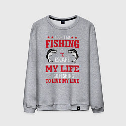 Свитшот хлопковый мужской Fishing in my life, цвет: меланж