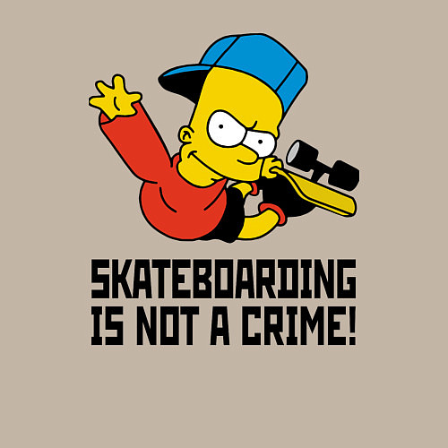 Мужской свитшот Барт Симпсон скейтбордист / Миндальный – фото 3