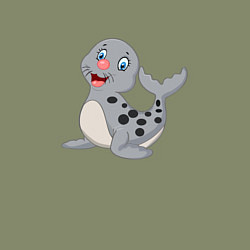 Свитшот хлопковый мужской Морской котик улыбака, цвет: авокадо — фото 2