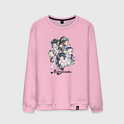 Свитшот хлопковый мужской NewJeans album Get Up chibi style, цвет: светло-розовый