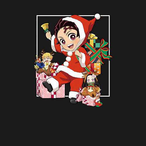 Мужской свитшот New year demon slayer / Черный – фото 3