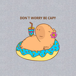 Свитшот хлопковый мужской Капибара с пончиком dont worry be capy, цвет: меланж — фото 2