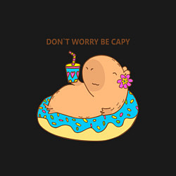 Свитшот хлопковый мужской Капибара с пончиком dont worry be capy, цвет: черный — фото 2