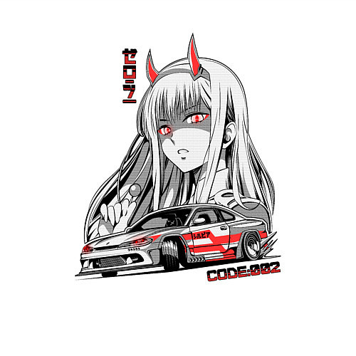 Мужской свитшот Nissan Silvia S15 Drift Zero Two / Белый – фото 3