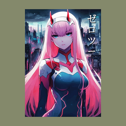 Мужской свитшот Darling in the Franxx - zero two - ai art / Авокадо – фото 3