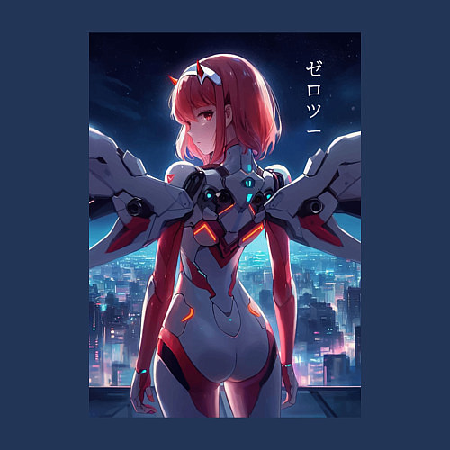 Мужской свитшот Zero two - Darling in the Franxx - cyberpunk / Тёмно-синий – фото 3