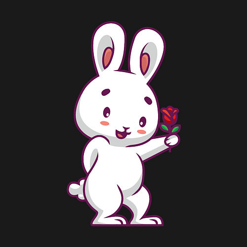 Мужской свитшот Зайчик с розой / Черный – фото 3