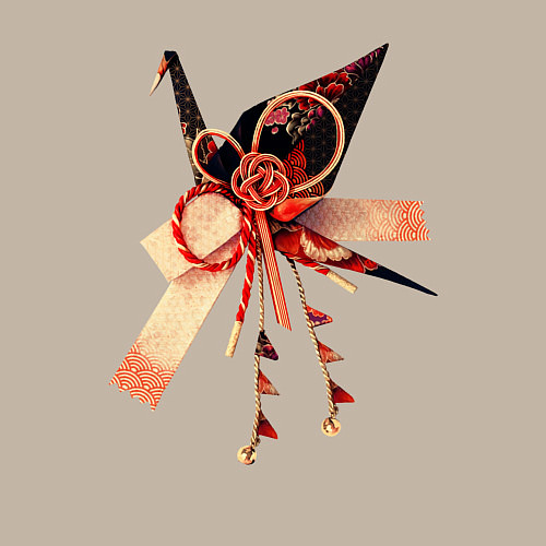 Мужской свитшот Мидзухики: журавлик и бубенцы / Миндальный – фото 3