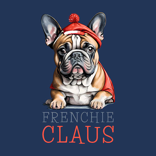 Мужской свитшот Французский новогодний бульдог / Тёмно-синий – фото 3