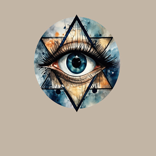 Мужской свитшот Акварельный глаз / Миндальный – фото 3