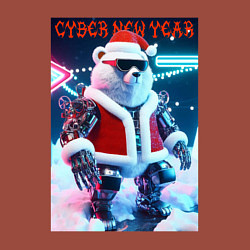 Свитшот хлопковый мужской Cyber new year - polar bear - ai art, цвет: кирпичный — фото 2