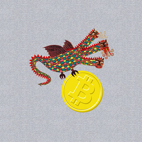 Мужской свитшот Дракон с монетой Биткойна / Меланж – фото 3
