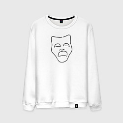 Свитшот хлопковый мужской Театральная маска Грусти, цвет: белый