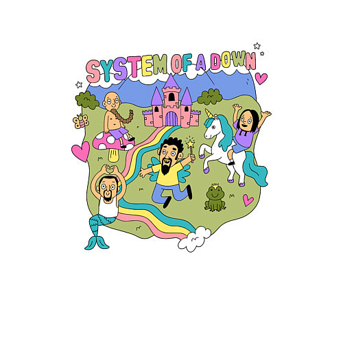 Мужской свитшот System of a Down мультяшный стиль / Белый – фото 3