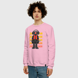 Свитшот хлопковый мужской Чёрный КамераМен, цвет: светло-розовый — фото 2