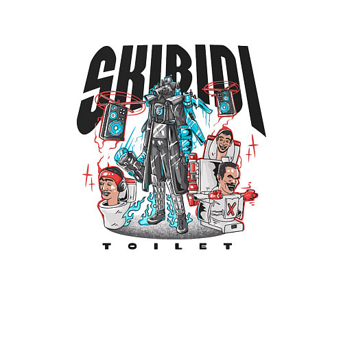 Мужской свитшот Скибиди туалет и титан / Белый – фото 3