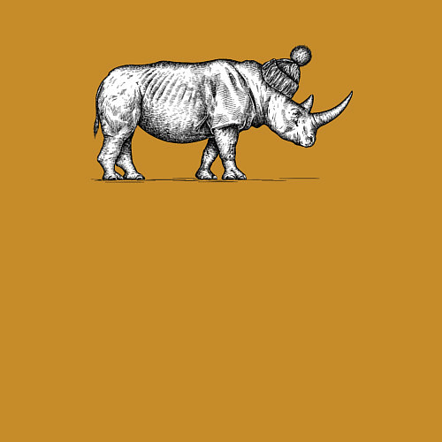 Мужской свитшот Носорог стильный в профиль / Горчичный – фото 3