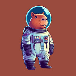 Свитшот хлопковый мужской Капибара бравый космонавт, цвет: кирпичный — фото 2