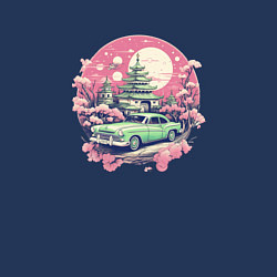 Свитшот хлопковый мужской Ретро автомобиль в Японии, цвет: тёмно-синий — фото 2