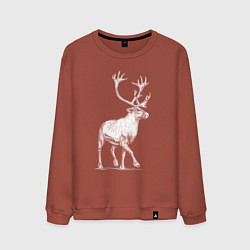 Мужской свитшот Северный олень белый спереди