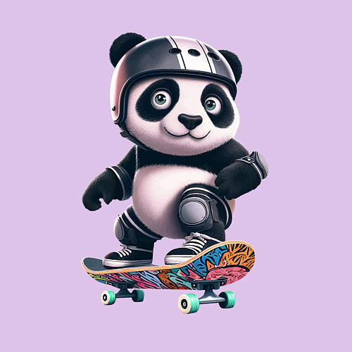 Мужской свитшот Cool panda on a skateboard - extreme / Лаванда – фото 3