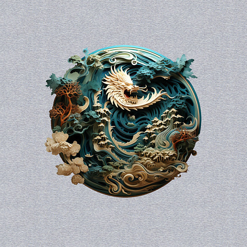 Мужской свитшот Китайский дракон в круге / Меланж – фото 3