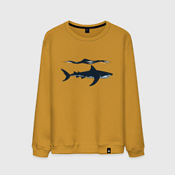 Свитшот хлопковый мужской Акула в профиль, цвет: горчичный
