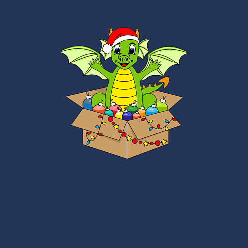 Мужской свитшот Новогодний символ дракоша / Тёмно-синий – фото 3