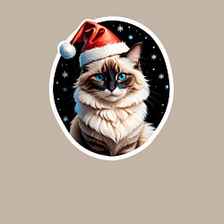 Свитшот хлопковый мужской Кот породы Рэгдолл в новогодней шапке, цвет: миндальный — фото 2