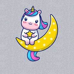 Свитшот хлопковый мужской Единорог на луне, цвет: меланж — фото 2