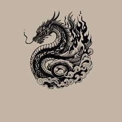 Свитшот хлопковый мужской Японский дракон - ирезуми, цвет: миндальный — фото 2