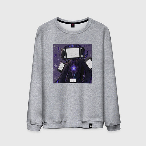 Мужской свитшот Funny Titan TV Man / Меланж – фото 1