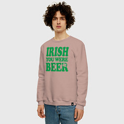 Свитшот хлопковый мужской Irish you were beer, цвет: пыльно-розовый — фото 2