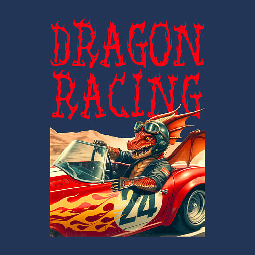 Мужской свитшот Dragon cool racer - ai art / Тёмно-синий – фото 3