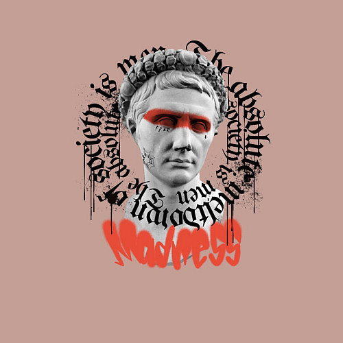 Мужской свитшот Римский император Калигула с граффики / Пыльно-розовый – фото 3