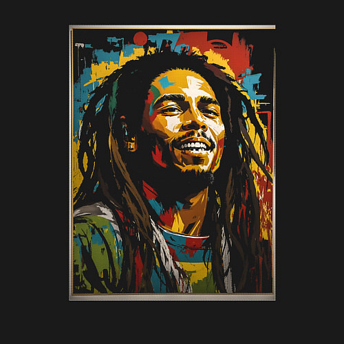 Мужской свитшот Боб Марли портрет / Черный – фото 3