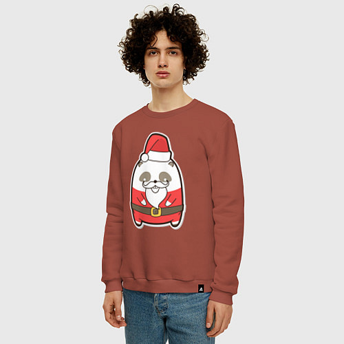 Мужской свитшот Панда дед-мороз / Кирпичный – фото 3