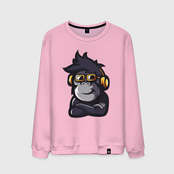 Свитшот хлопковый мужской Music monkey, цвет: светло-розовый