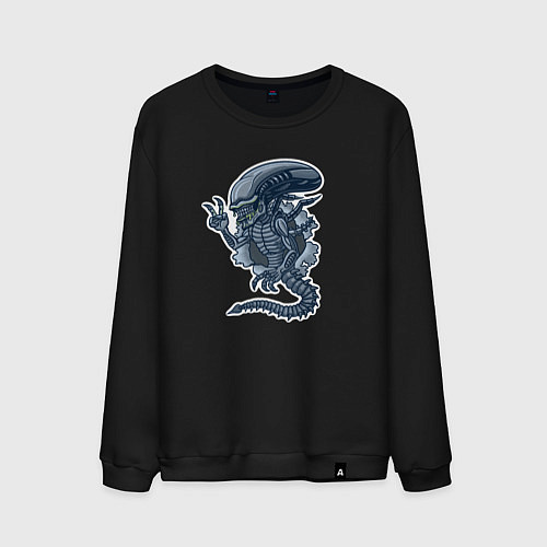 Мужской свитшот Чужой инопланетянин из порванной дыры / Черный – фото 1