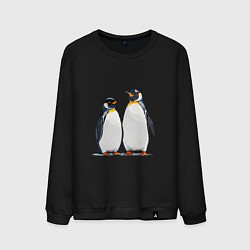 Свитшот хлопковый мужской Друзья-пингвины, цвет: черный